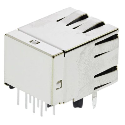 TE Connectivity CGS SP Series RJ45 Connector Female Through Hole Cat5e Shielded Right Angle 1 Port 8 Way RJ45