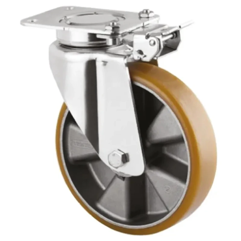 Tente Heavy Duty Braked Swivel Castor with Polyurethane Wheel 160 mm Diameter, 600 kg Load Capacity 3641ITP160P63 FLAT