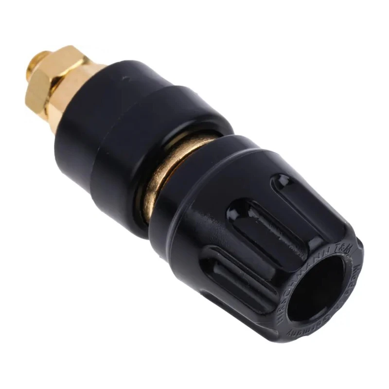 Hirschmann Test & Measurement Black 35A Binding Post with Brass Contacts, Gold Plated, 8 mm Hole Diameter 930103700
