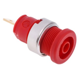 Hirschmann Test & Measurement Red Female Banana Socket 4 mm Connector Tab Termination 1000 V ac/dc 25A Gold 972355101