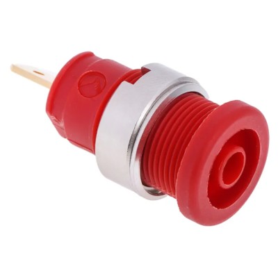 Hirschmann Test & Measurement Red Female Banana Socket 4 mm Connector Tab Termination 1000 V ac/dc 25A Gold 972355101