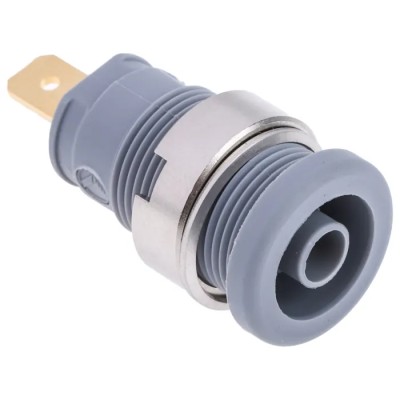 Hirschmann Test & Measurement Grey Female Banana Socket, 4 mm Connector, Tab Termination, 1000 V AC/DC, 25A, Gold 972355106