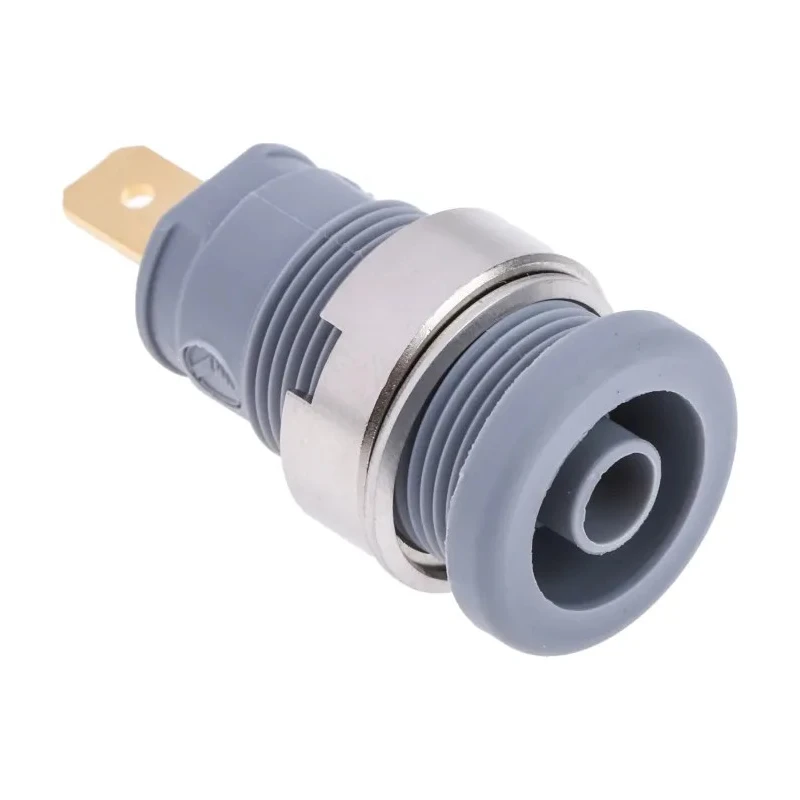 Hirschmann Test & Measurement Grey Female Banana Socket, 4 mm Connector, Tab Termination, 1000 V AC/DC, 25A, Gold 972355106