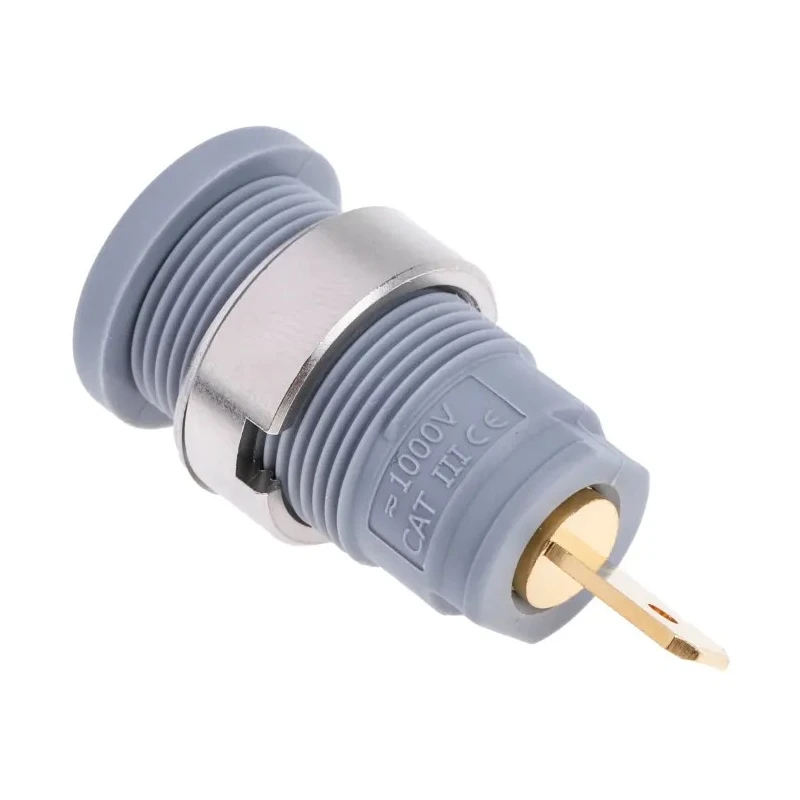 Hirschmann Test & Measurement Grey Female Banana Socket, 4 mm Connector, Tab Termination, 1000 V AC/DC, 25A, Gold 972355106
