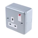 MK Electric 13A Black 1 Gang Switched Plug Socket Logic Plus Type G British K2477ALM