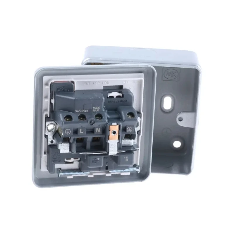 MK Electric 13A Black 1 Gang Switched Plug Socket Logic Plus Type G British K2477ALM