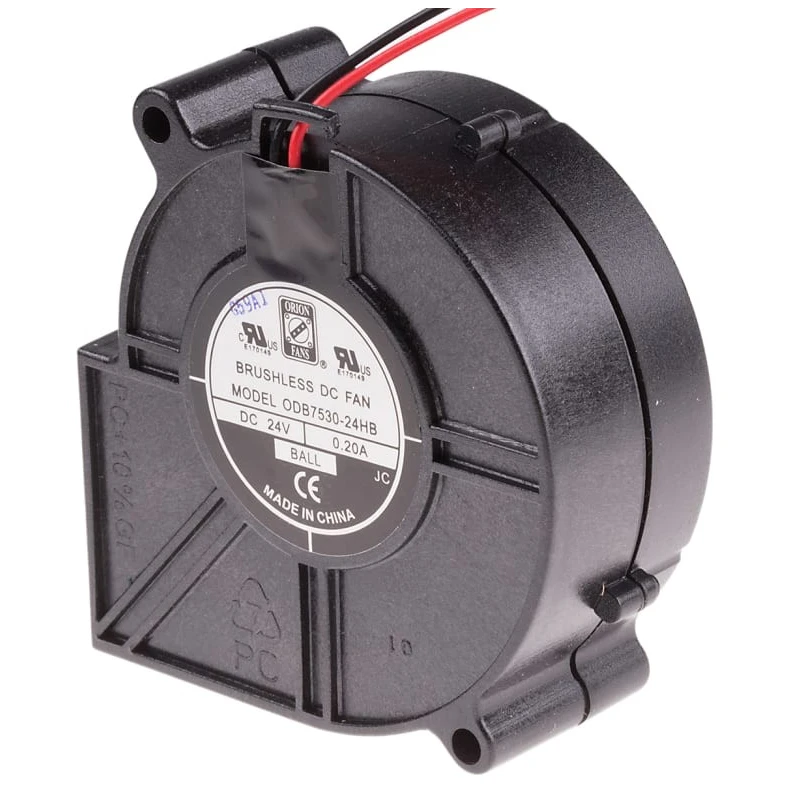 RS PRO Centrifugal Blower Fan 75 x 75 x 30 mm, 24V DC, 10 CFM, Brushless Ball Bearing, 3000 RPM 787-4013