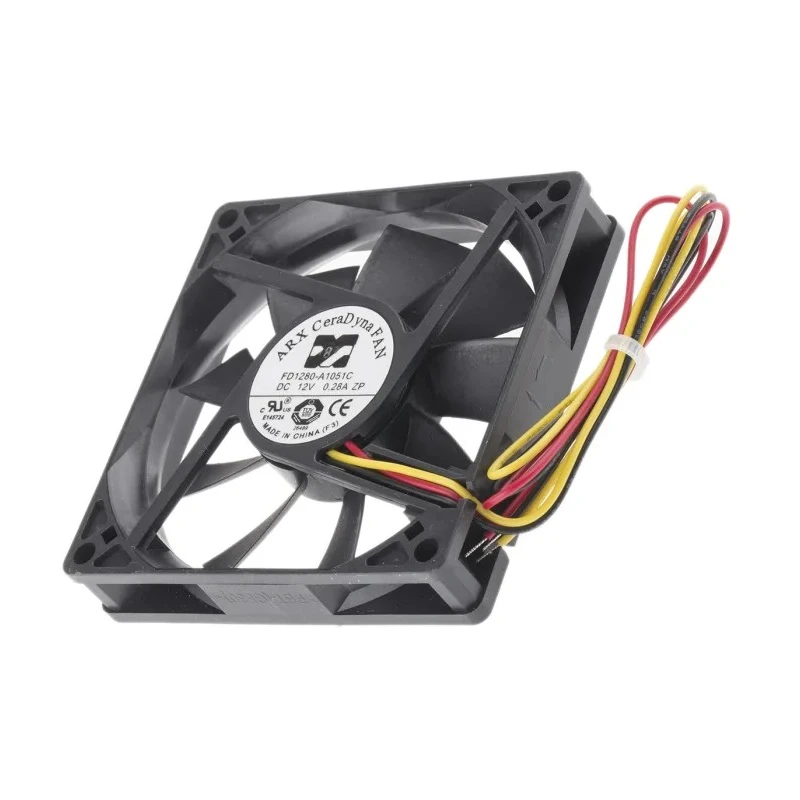 ARX CeraDyna Series Ceramic Bearing Axial Fan 12V DC, 61 m³/h Air Flow, 2.52 W, 3500 RPM, IP20, 80 mm x 80 mm x 15.3 mm 