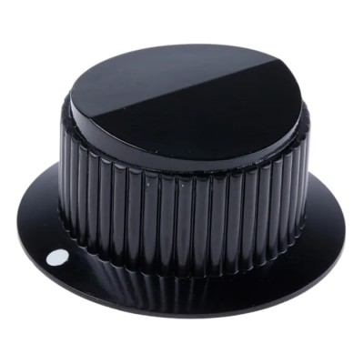 Vishay Black Plastic Rheostat Knob 43 mm Diameter 21 mm Height for 6 mm Shaft Cylindrical with Skirt ACCRFBOUTON29JF