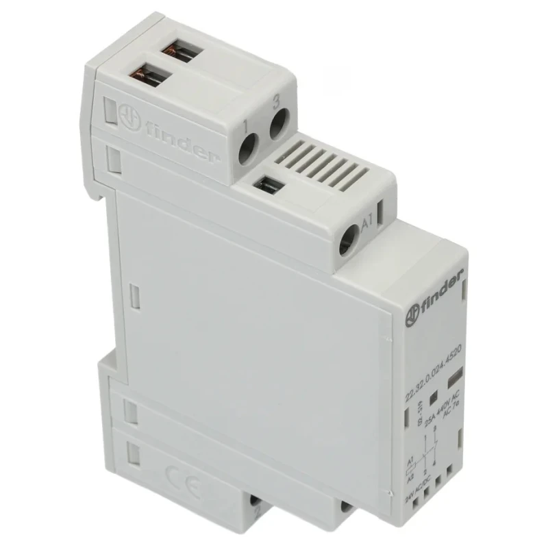 Finder 2-Pole Contactor with 24V AC/DC Coil, 25A Contact Current, 2.2W Power Rating, 1 NO/1 NC 22.32.0.024.4520