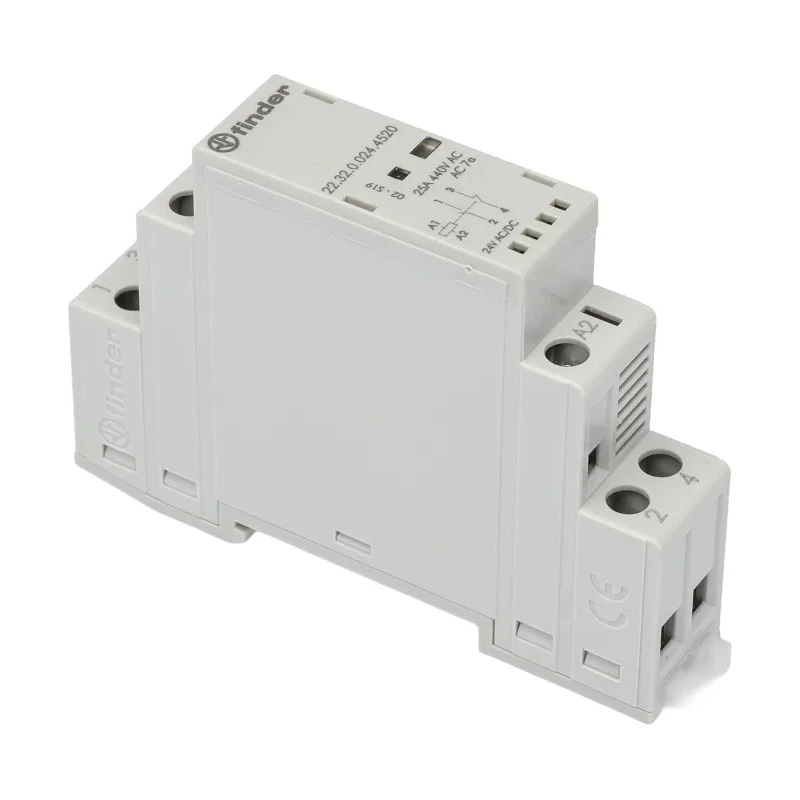 Finder 2-Pole Contactor with 24V AC/DC Coil, 25A Contact Current, 2.2W Power Rating, 1 NO/1 NC 22.32.0.024.4520