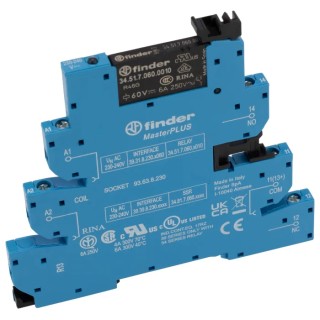 Finder Electromechanical Interface Relay Starter Module 230V AC Coil 6A SPDT Screw Terminals IP20 Protection 39.31.8.230.0060