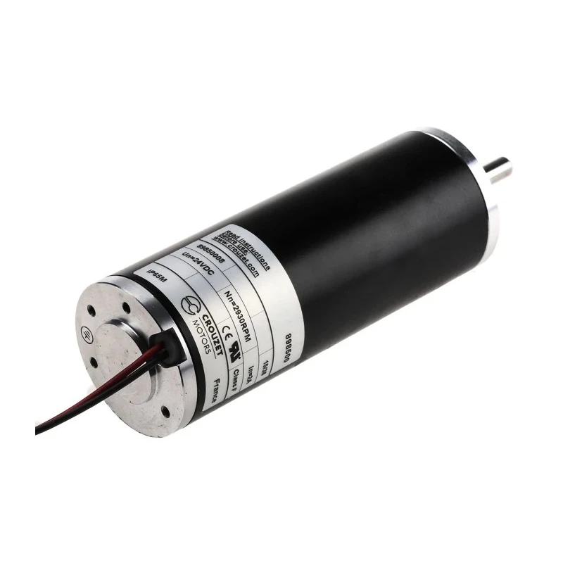 Crouzet Brushed DC Motor, 51 W, 24V DC, 110 mNm Torque, 3000 RPM, 6 mm Shaft Diameter 89850008