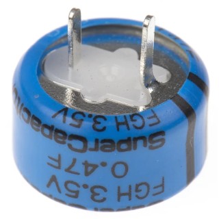 KEMET 0.47 F 3.5V DC Electric Double Layer Through Hole Supercapacitor -20 to 80% Tolerance FGH0V474ZF