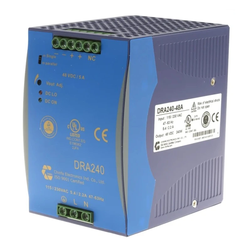 Mean Well Switched Mode DIN Rail Power Supply 230V AC Input 48V DC, 5 A Output, 240 W DRA240-48A
