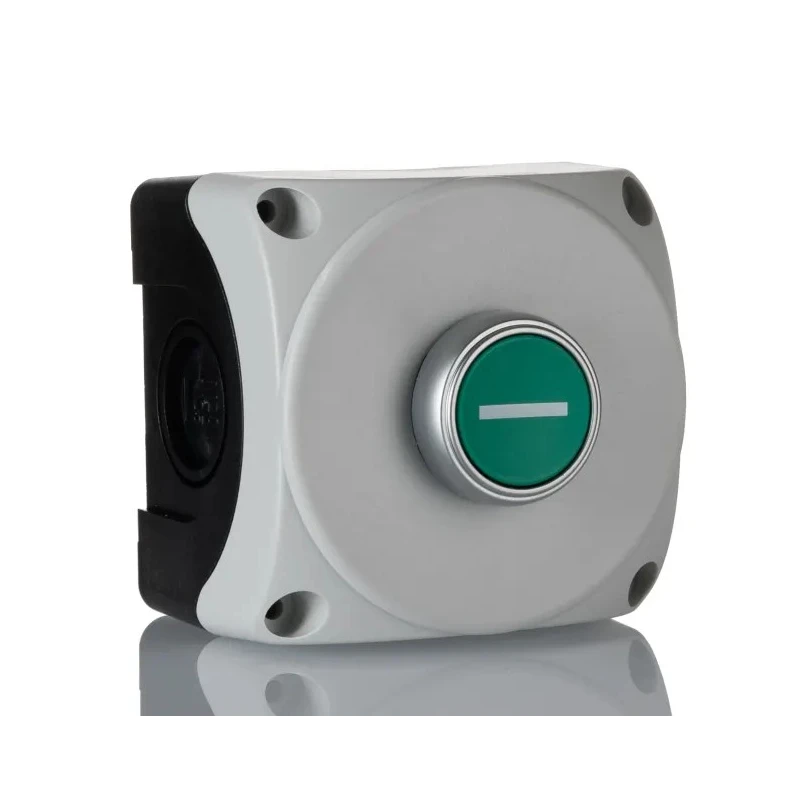 Lovato Electric Spring Return Control Station Switch SPST Green Polycarbonate Push Button I Marking 22mm Cutout S1P10