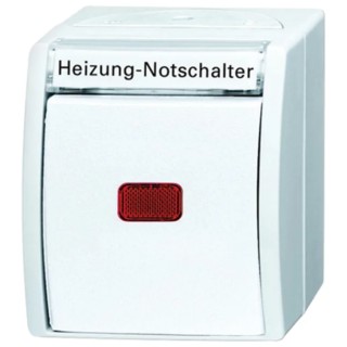 Busch Jaeger - ABB 2 Way Retractive Light Switch 1 Gang, Surface Mount, IP44, 10A, 25V, Neon Illumination 2601/6 SKWNH-54