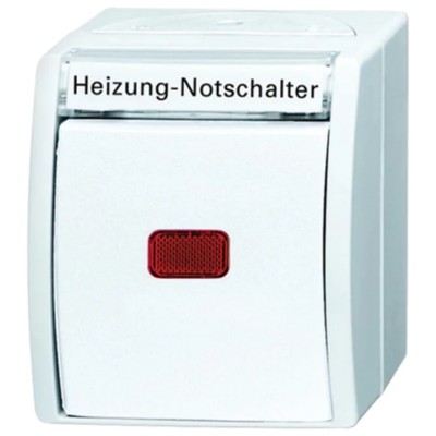 Busch Jaeger - ABB 2 Way Retractive Light Switch 1 Gang, Surface Mount, IP44, 10A, 25V, Neon Illumination 2601/6 SKWNH-54