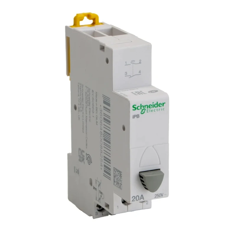Schneider Electric Acti9 Control Push Button Circuit Trip 20A 250V AC DIN Rail Mount A9E18033
