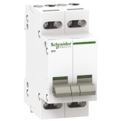 Schneider Electric 2-Pole DIN Rail Isolator Switch 100A, Single Phase, IP20, Grey Handle A9S65291