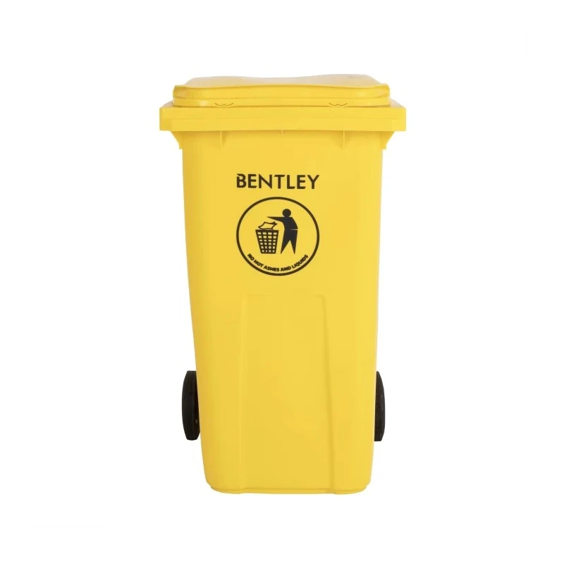 RS PRO 240L Yellow Flip High Density Polyethylene Wheeled Waste Bin 790-6879