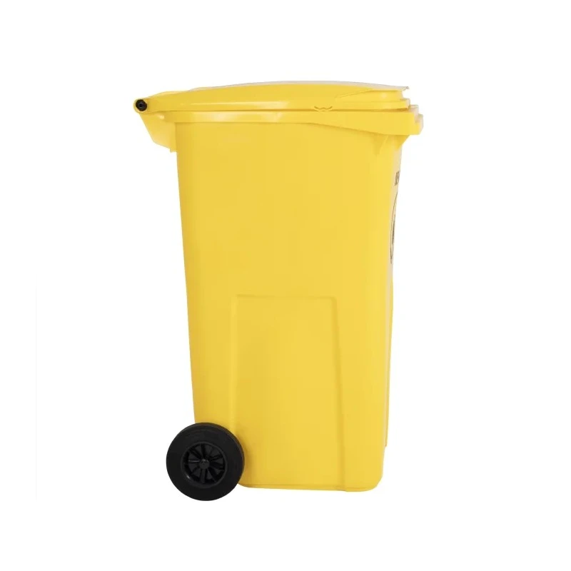 RS PRO 240L Yellow Flip High Density Polyethylene Wheeled Waste Bin 790-6879