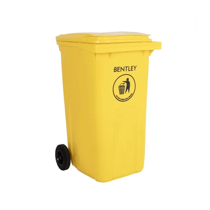 RS PRO 240L Yellow Flip High Density Polyethylene Wheeled Waste Bin 790-6879