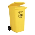 RS PRO 240L Yellow Flip High Density Polyethylene Wheeled Waste Bin 790-6879