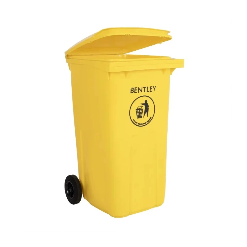 RS PRO 240L Yellow Flip High Density Polyethylene Wheeled Waste Bin 790-6879
