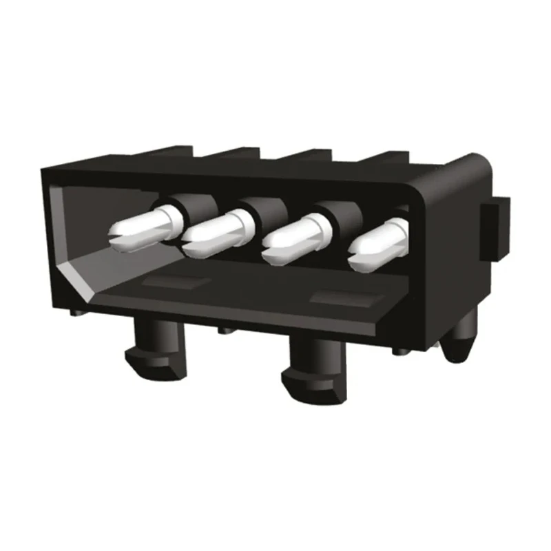 TE Connectivity Commercial MATE-N-LOK Series Right Angle Through Hole PCB Header 4 Contacts 5.08 mm Pitch 770846-1