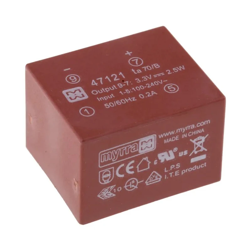 Myrra 2 Output SMPS Transformer, 265 V AC, 370 V DC, 4000V AC Isolation, Series 47000 47121