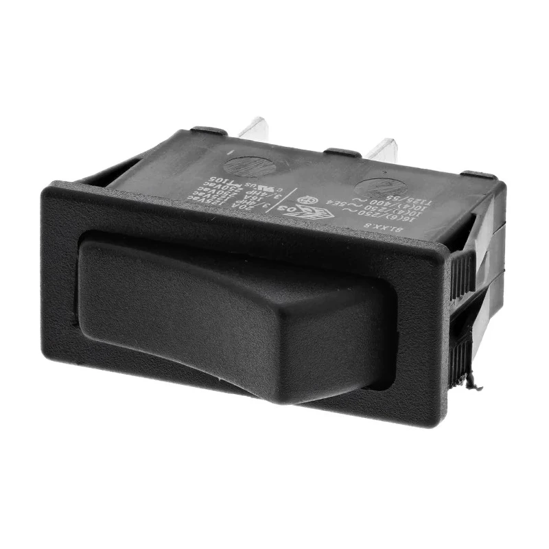 RS PRO SPST On-Off (On)-Off Rocker Switch Panel Black Actuator 30 x 11 mm Cutout 16A 250V AC 28V DC 793-2490
