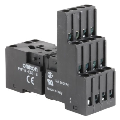 Omron 14 Way 250V AC DIN Rail Relay Socket for Use with MY2, MY4 PYF14
