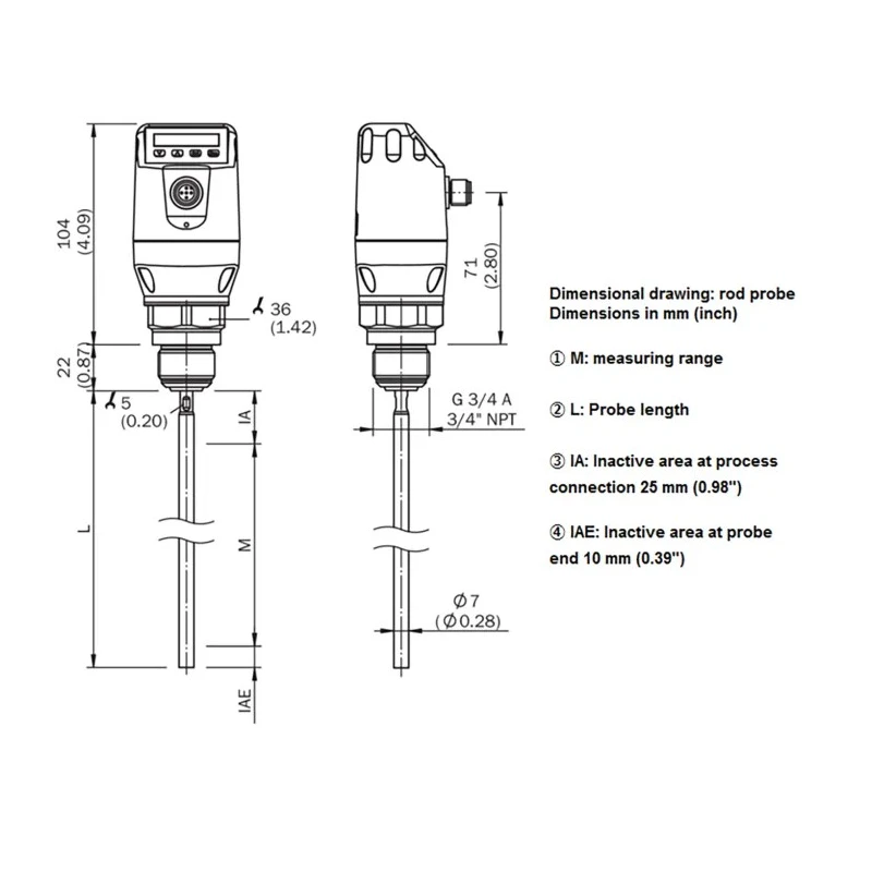 SICK LFP Inox Series Guided Radar Level Sensor Vertical Mount, Polytetrafluoroethylene Gasket, Polybutylene LFP0500-A4NMB