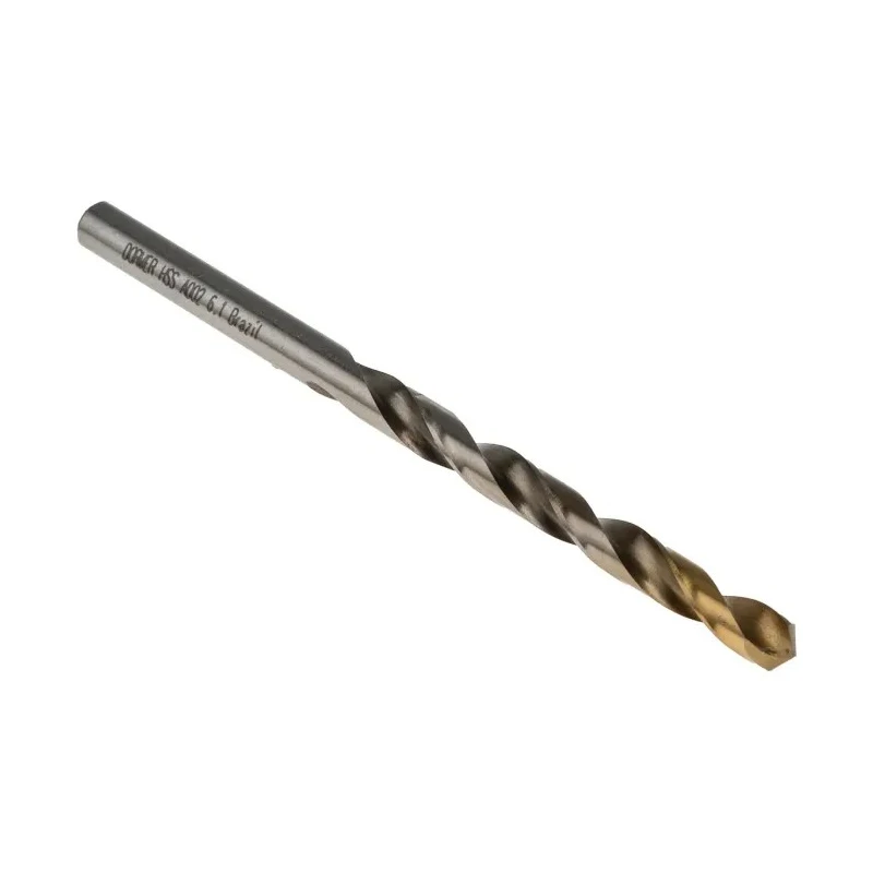 Dormer High Speed Steel Tin Drill Bit 6.1mm Diameter, 101mm Overall Length, Titanium Nitride Coated A0026.1