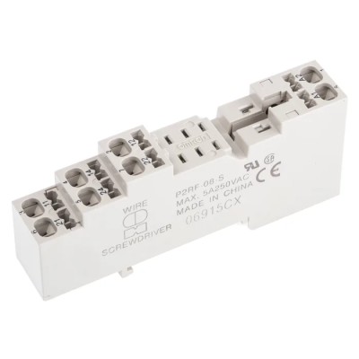 Omron 8 Way 250V AC DIN Rail Relay Socket for G2R-2-S Series P2RF-08-S