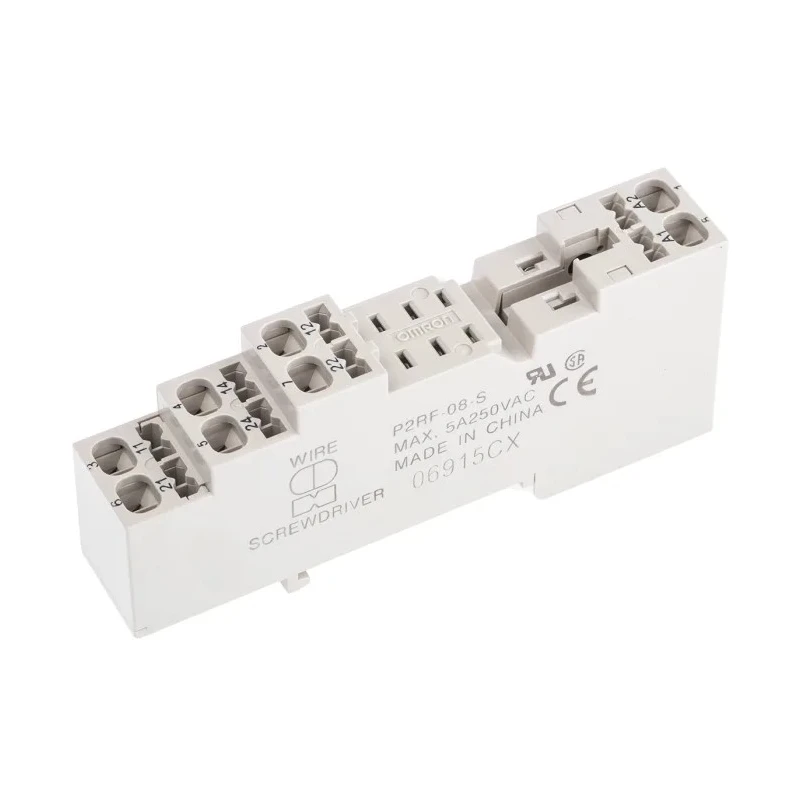 Omron 8 Way 250V AC DIN Rail Relay Socket for G2R-2-S Series P2RF-08-S