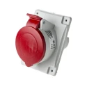 Scame Heavy Duty Power Connector 32A 415V IP44 Red Panel Mount 3P+PE Optima 