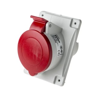 Scame Heavy Duty Power Connector 32A 415V IP44 Red Panel Mount 3P+PE Optima 