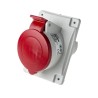 Scame Heavy Duty Power Connector 32A 415V IP44 Red Panel Mount 3P+PE Optima