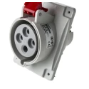 Scame Heavy Duty Power Connector 32A 415V IP44 Red Panel Mount 3P+PE Optima 