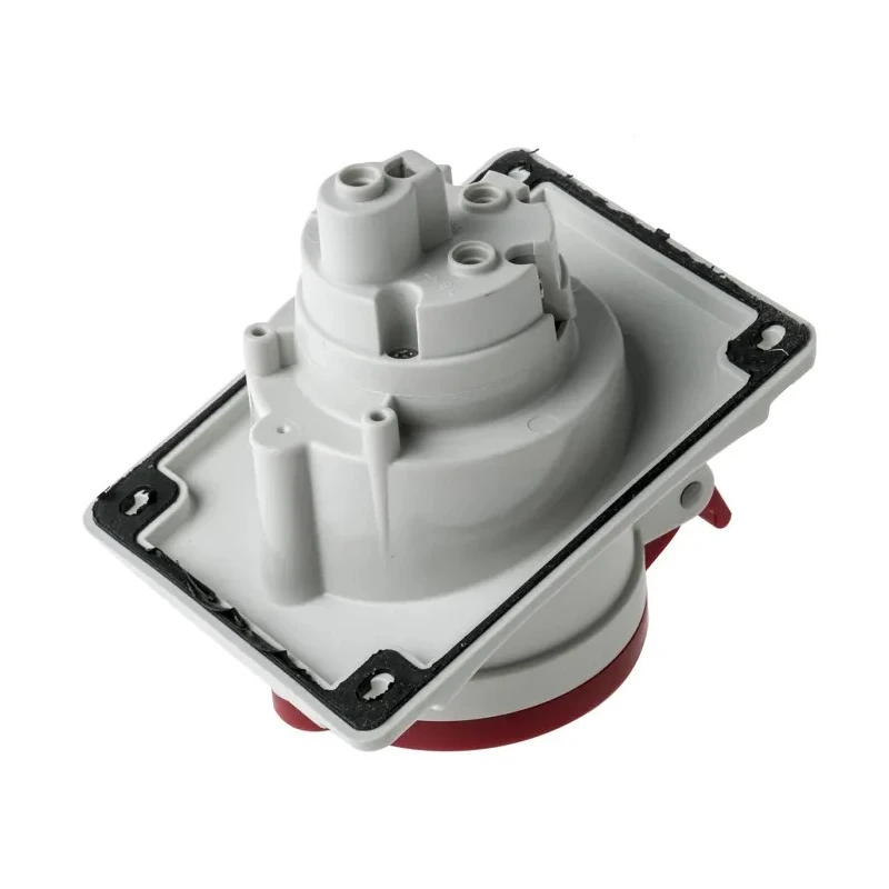 Scame Heavy Duty Power Connector 32A 415V IP44 Red Panel Mount 3P+PE Optima 