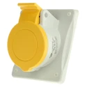 Scame Heavy Duty Power Connector 16A 110V IP44 Yellow Panel Mount Screw Terminal 2P+PE Optima IP44
