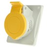 Scame Heavy Duty Power Connector 16A 110V IP44 Yellow Panel Mount Screw Terminal 2P+PE Optima IP44