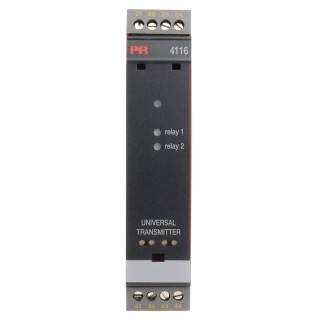 PR Electronics 4100 Series Universal Transmitter Universal Input Voltage Relay Current Output 21.6 253 V AC 4116