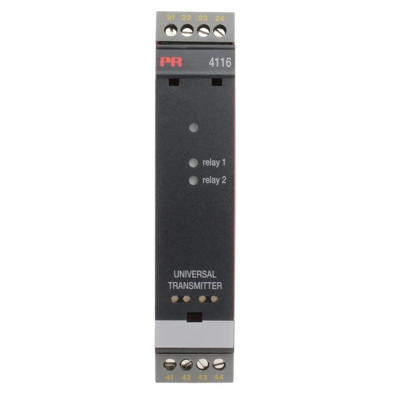 PR Electronics 4100 Series Universal Transmitter Universal Input Voltage Relay Current Output 21.6 253 V AC 4116
