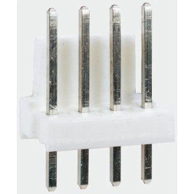TE Connectivity MTA-100 Series Right Angle Through Hole Pin Header, 5 Contacts, 2.54 mm Pitch, 1 Row, Unshrouded 640455-5