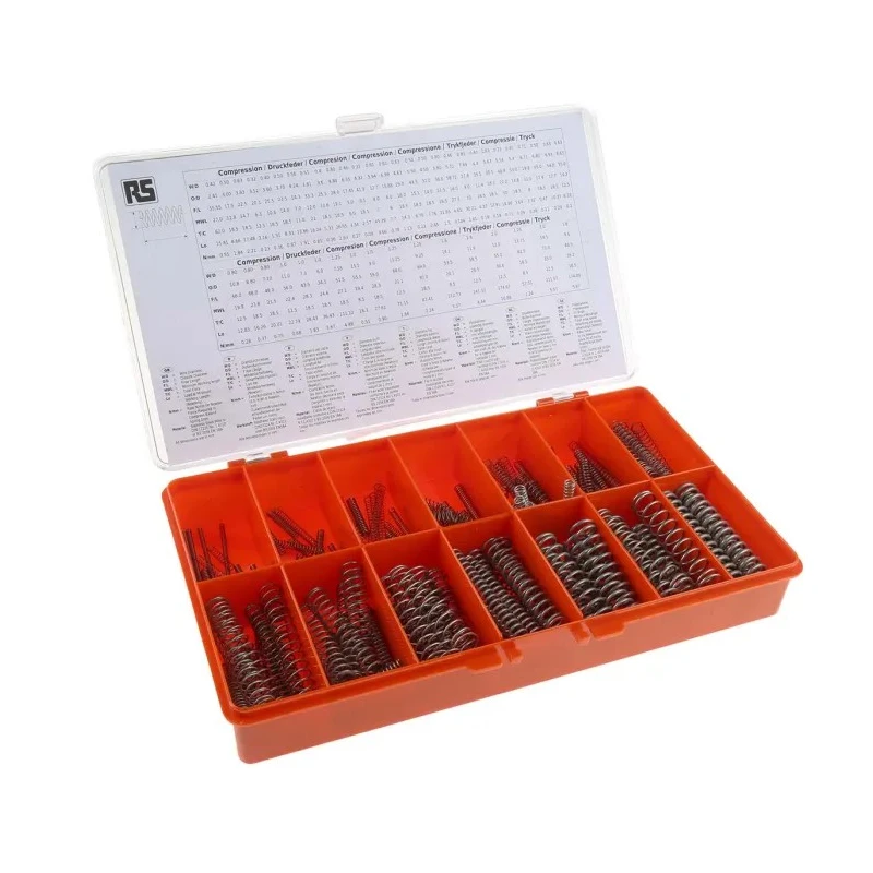 RS PRO Stainless Steel Compression Spring Kit 180 Pieces, Length 12.7 mm to 71 mm, Diameter 2.41 mm, Compliant to 684-412