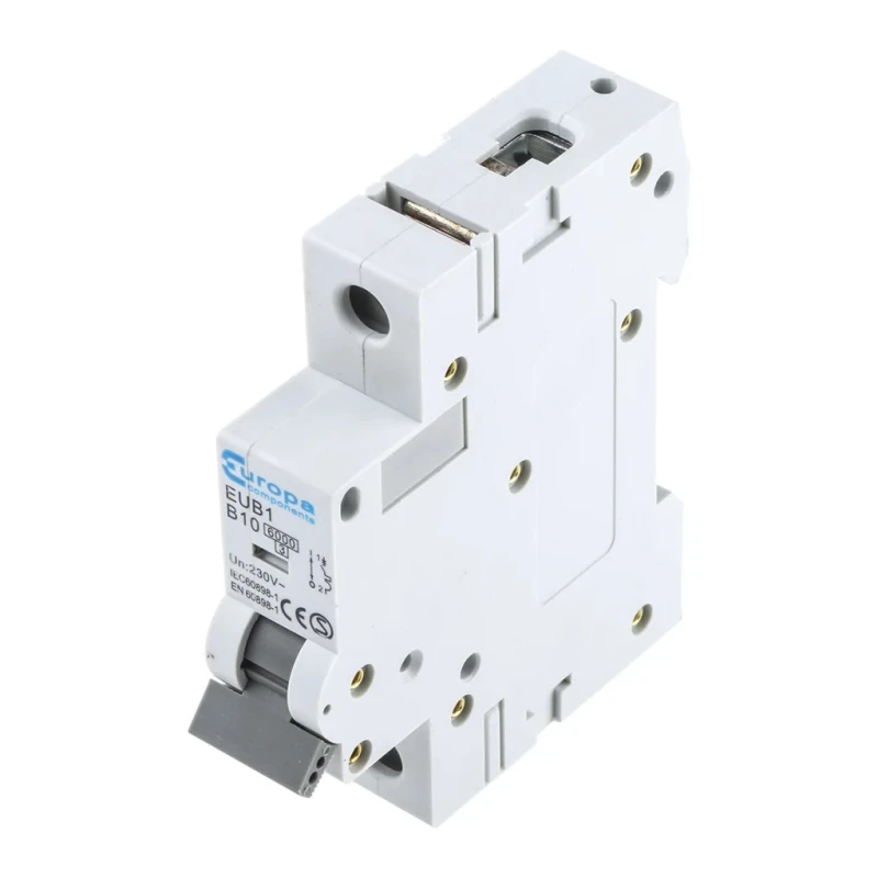 Europa Miniature Circuit Breaker 1-Pole, 10A, Type B, 240V AC, 6 kA Breaking Capacity EUB1