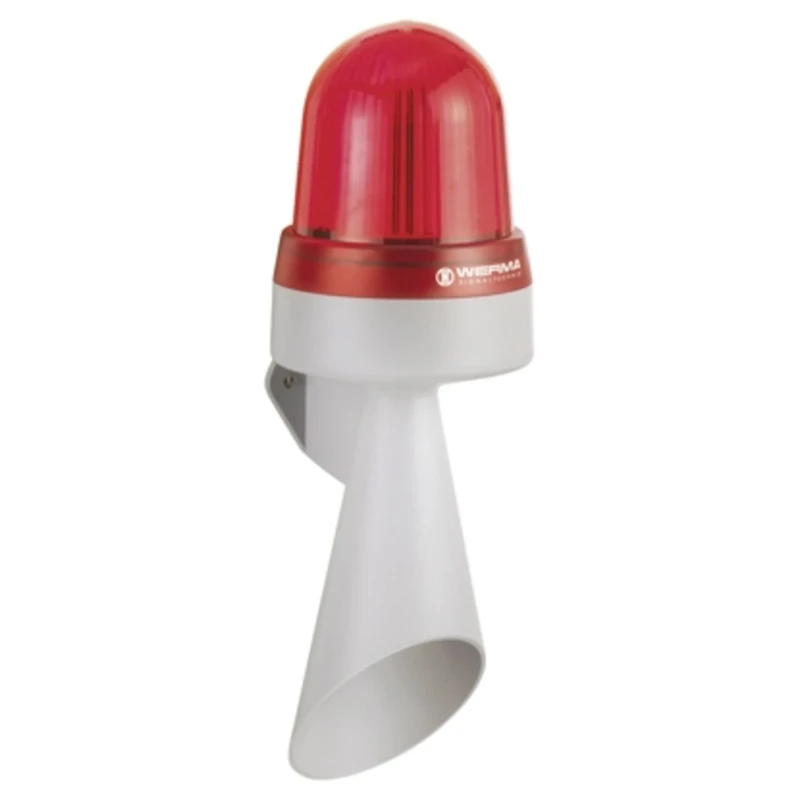 Werma 435 Series Red Horn-Beacon Combination 230V AC, IP65 Rated, 108 dB Continuous Tone IP65